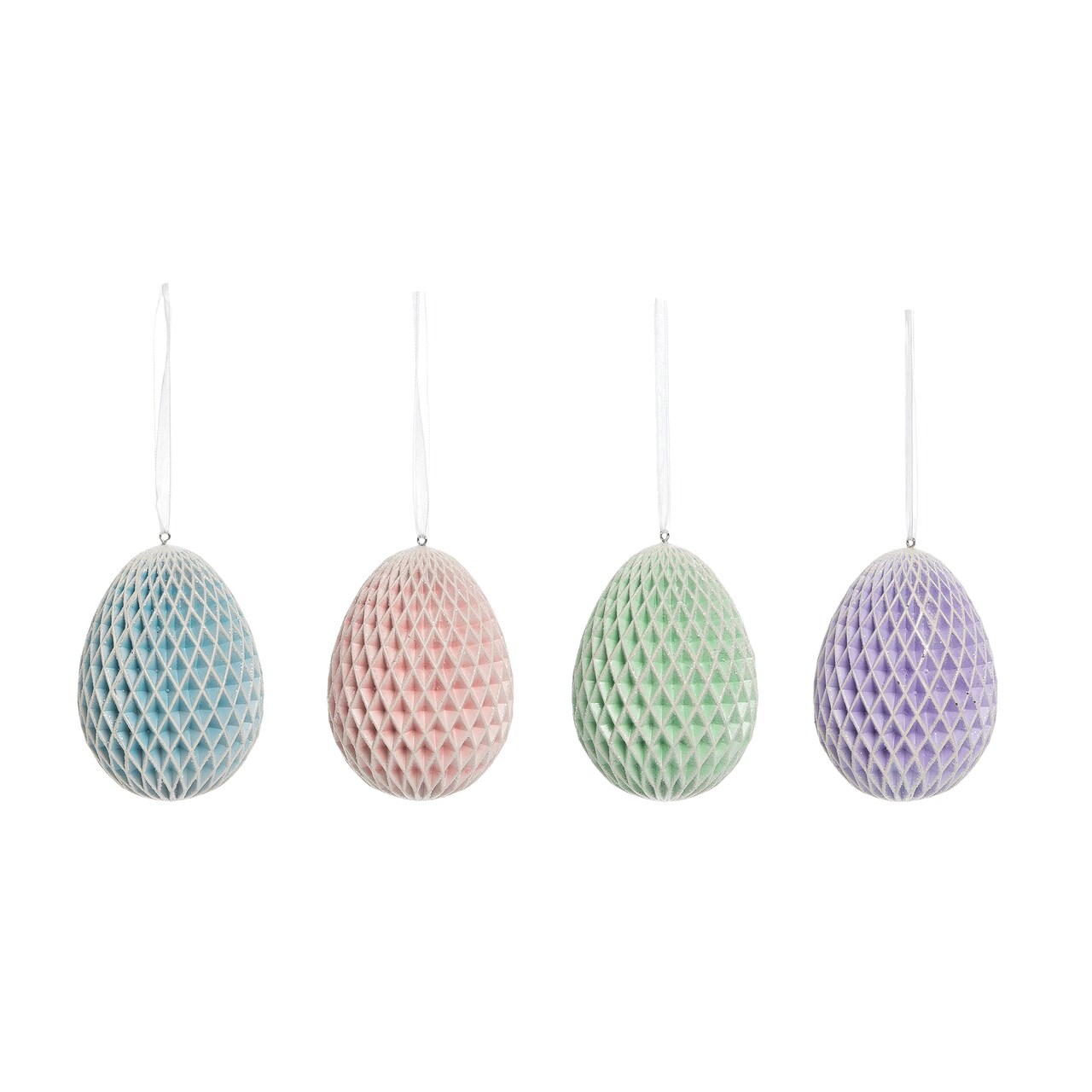 Large Honeycomb Egg Easter Spring Decorative Hanging Tree Ornament Assortment of 4